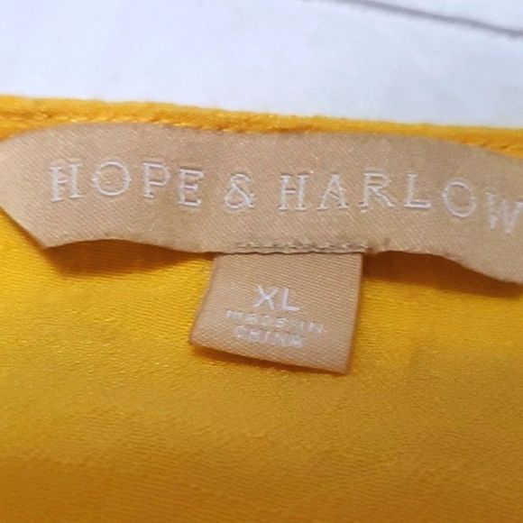 Hope & Harlow Boho Romantic Yellow Laced Swing Flowy High Low Top Spring Easter - Picture 10 of 11